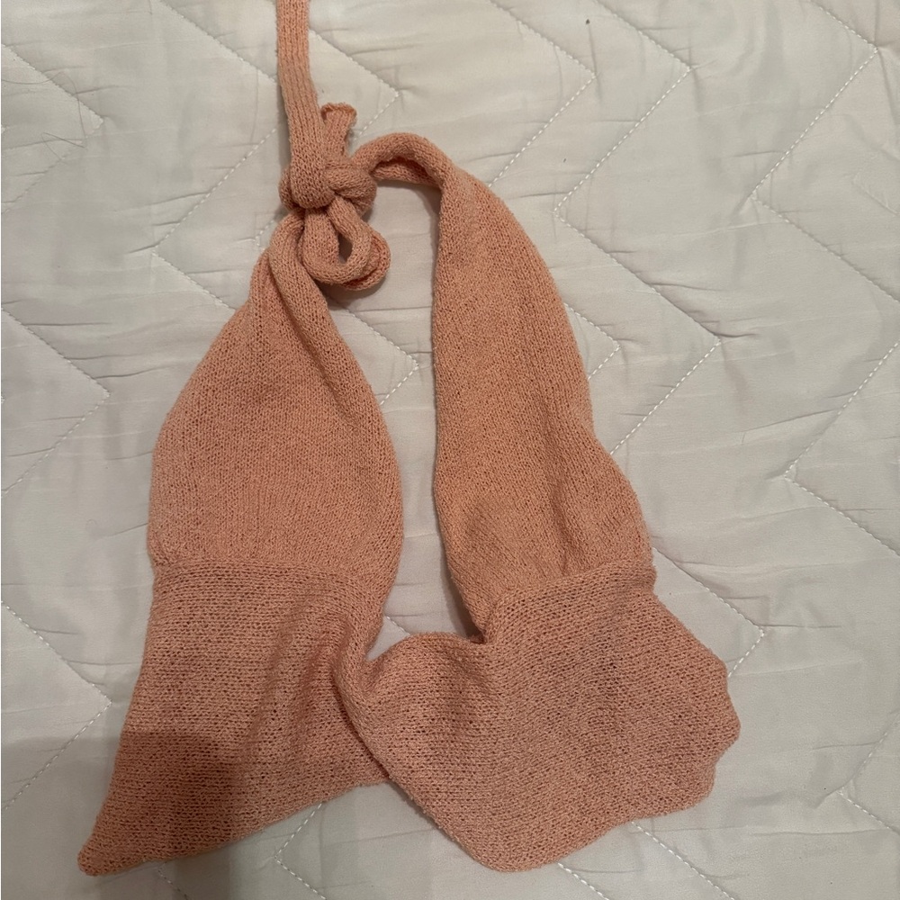 Peach Knit Halter Top